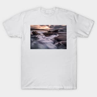 Water flowing over the rocks at Killcare Beach on NSW Central Coast T-Shirt